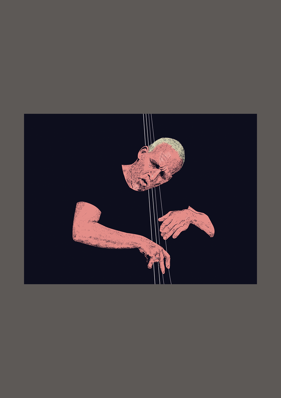 Trio. Illustration d’un contrebassiste